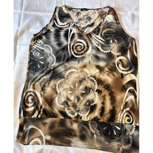 Siren Lily Women Blouse Multicolor V-neck Sleeveless  Floral Size 2X boho Earthy